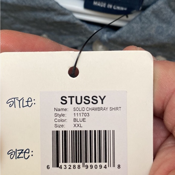 Stussy XXL slim fit chambray shirt new with tags. Vintage from 2015 very rare - Picture 3 of 3